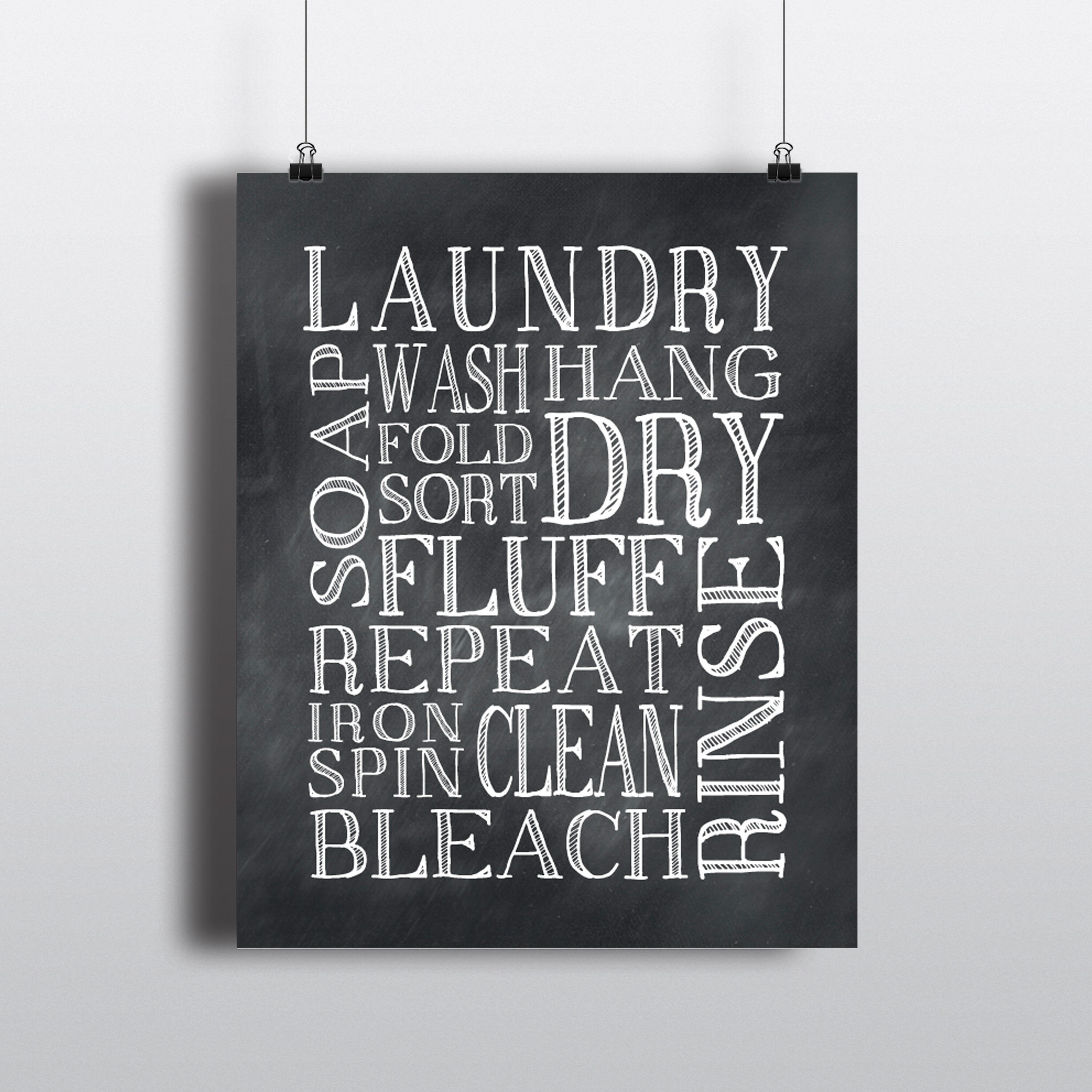 Laundry Typography Wall Art Laundry Room Wall Decor Word Etsy