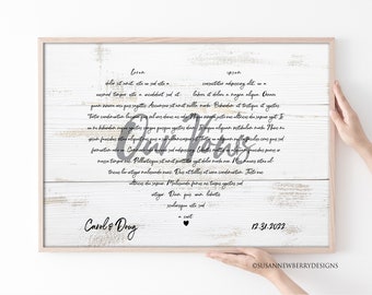 Your wedding vows or any song lyrics PRINT OR CANVAS for couple - 1st Anniversary Gift - Personalized Anniversary Gift - Custom Wedding Gift