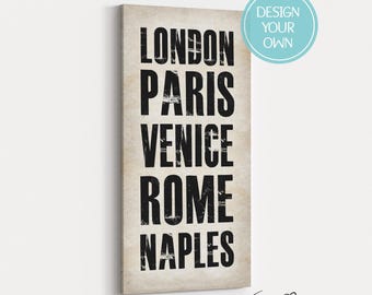 Custom Locations Subway Style Farmhouse Canvas Wall Art