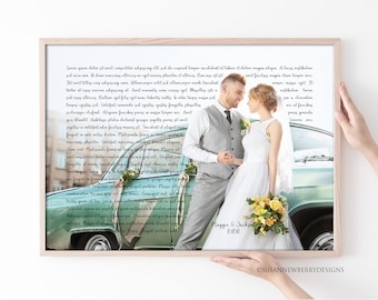Custom Wedding Photo PRINT OR CANVAS - Wedding Vows, Bible Verses or Song Lyrics, First Dance - gift for couple