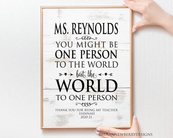 Personalized Teacher Appreciation Gift -Typography Wall Art-End of year gift -PRINT OR CANVAS -Custom Present