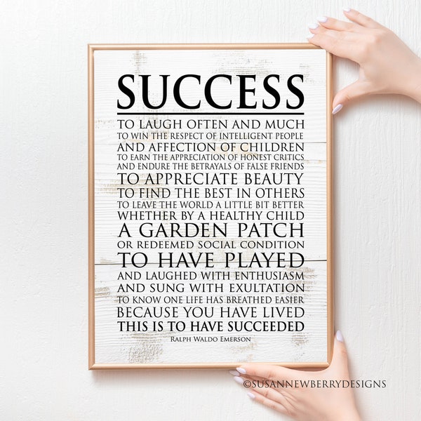 This is to have succeeded-laugh often and much - Emerson quote - graduation gift print or canvas wall art