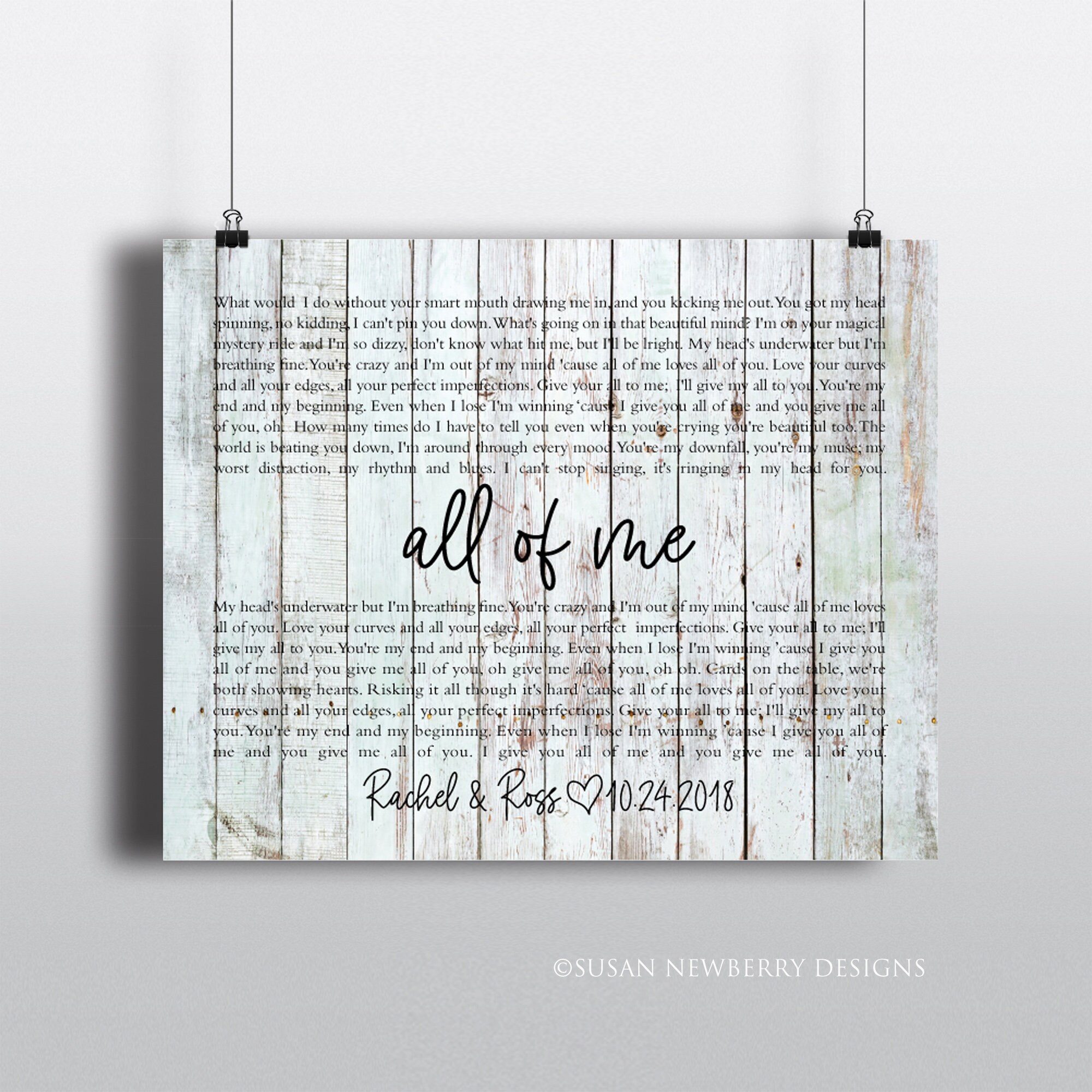 PRINT OR CANVAS Any song lyrics wall art wedding song Etsy