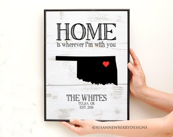 Home is wherever I'm with you - Personalized State Map Wedding PRINT OR CANVAS- New York or Your Choice of State - Anniversary Gift - Couple