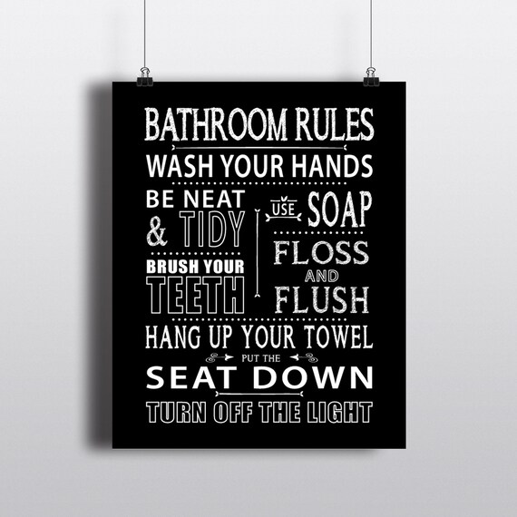Bathroom Rules for Children's Bathroom Wall Art | Etsy