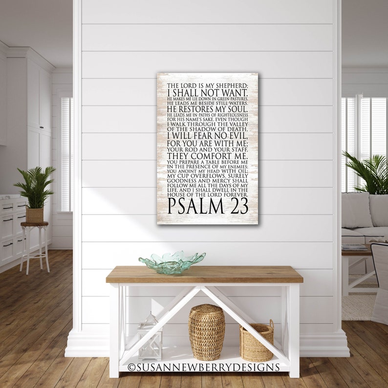Psalm 23 The Lord is my shepherd I shall not want Bible verse Twenty third Psalm Scripture PRINT or CANVAS Christian Wall Art FH 18