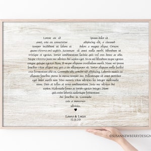 Unique Wedding, Anniversary Gift - Your wedding vows or any song lyrics Wall Art - PRINT OR CANVAS -1st year anniversary