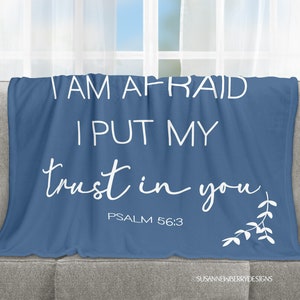 Psalm 56:3 When I am afraid I put my trust in you blanket in minky, sherpa or woven cotton w fringe 2024 JW Year Text image 6