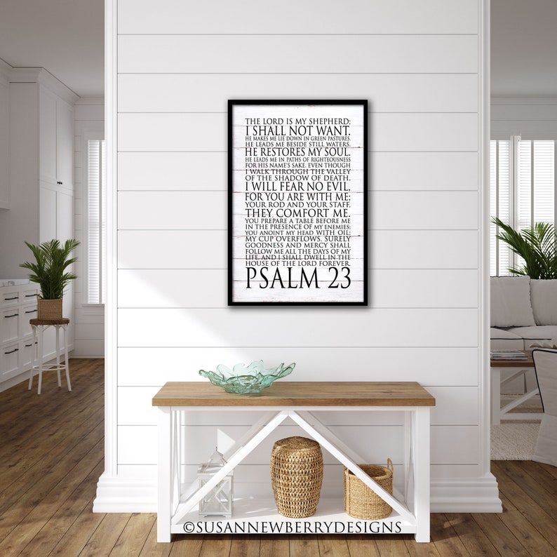 Psalm 23 The Lord is my shepherd I shall not want Bible verse Twenty third Psalm Scripture PRINT or CANVAS Christian Wall Art FH 16