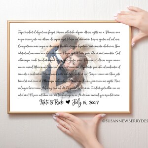 Custom Faded Wedding Photo with Vows or Song Lyrics PRINT OR CANVAS-First Dance Wedding Memento-Paper Anniversary