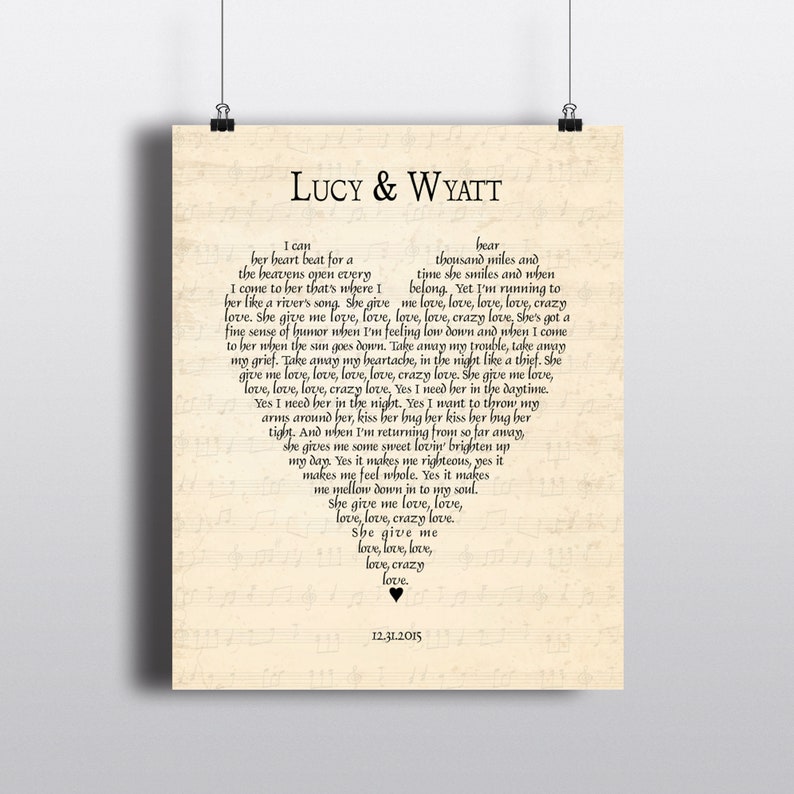 Any Song Lyrics Print Wedding Vows Art Customized Wedding Etsy