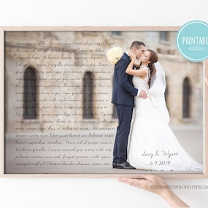 PRINTABLE Wedding Photo with Wedding Vows or Song Lyrics Custom DIGITAL File