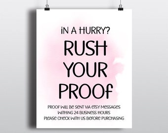 ADD ON: RUSH Design Fee for Print or Canvas Proof - Receive proof within 24 business hours