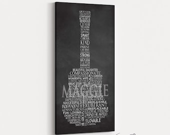 Modern Farmhouse Guitar Word Cloud Canvas - Unique Gift Idea