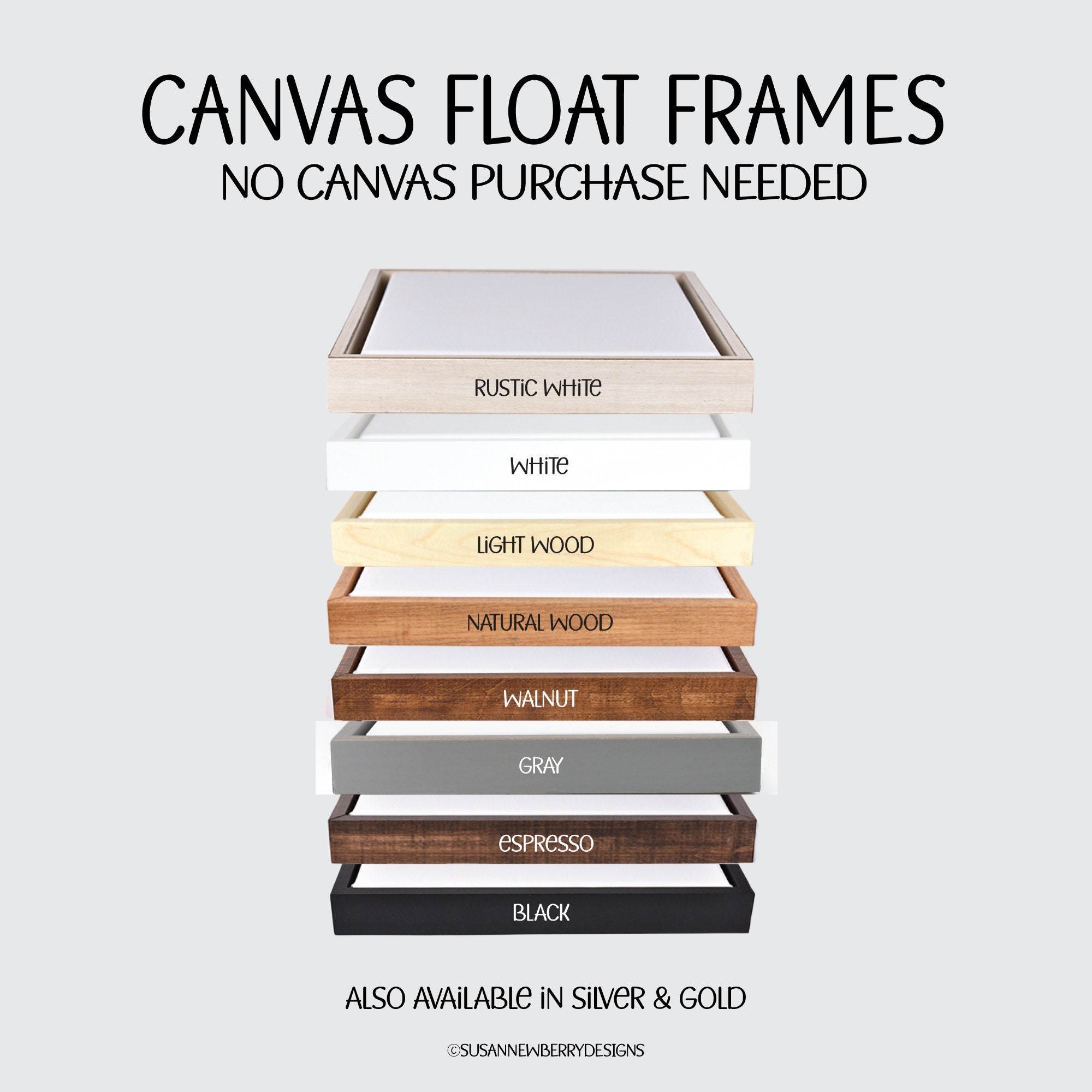  Brushed Silver Floater Frame for 1.5 Inch Deep Canvas, 16x20:  Posters & Prints