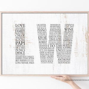 Custom Multi Letter Word Cloud PRINT OR CANVAS - Anniversary Gift - Wedding Gift - Gift for parents - Grandparent gift -Gift for couple