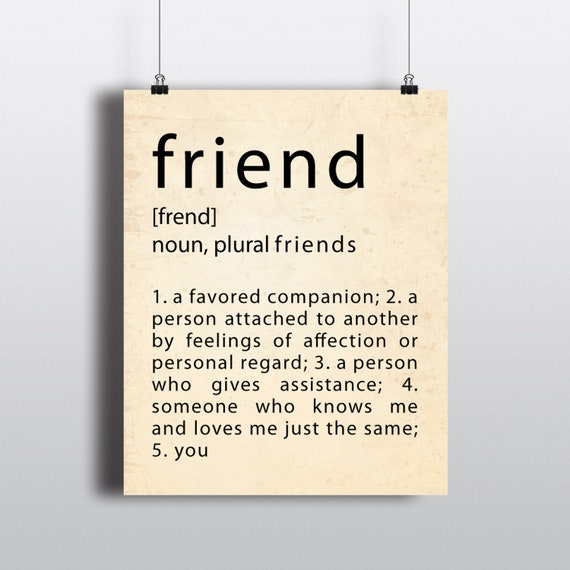 Typography art poster friend definition PRINT friendship Etsy