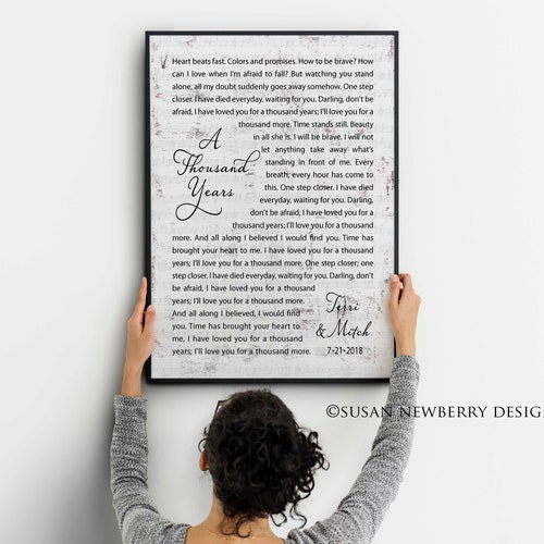 Song Lyrics Wall Art Wedding Song Lyric Art Gift for Him Etsy