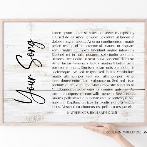 Custom PRINT or CANVAS Wedding Gift - Your wedding vows or song lyrics - Personalized Anniversary Gift - Bedroom Wall Art