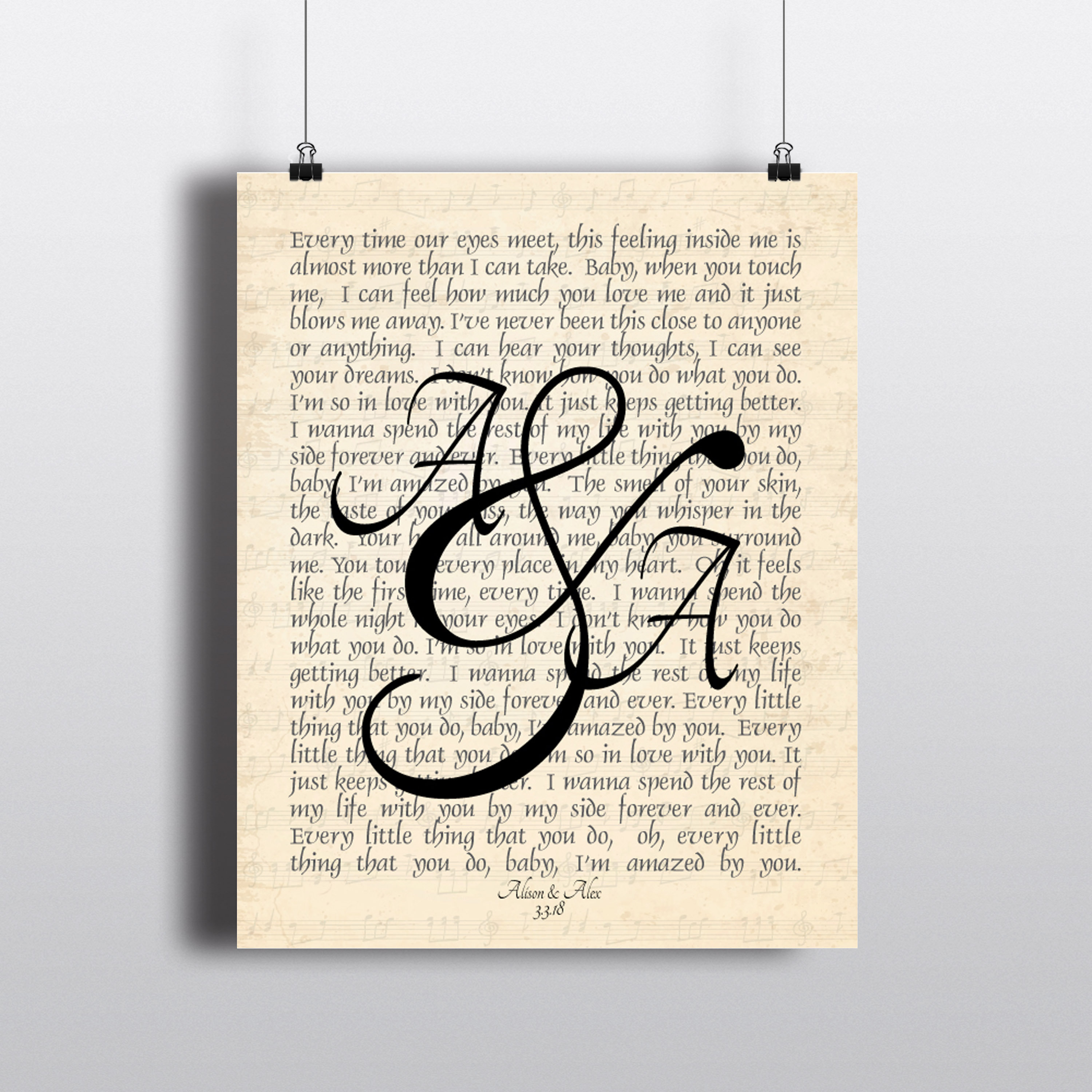 Wedding Song Lyrics Customized Wall Art PRINT OR CANVAS Etsy