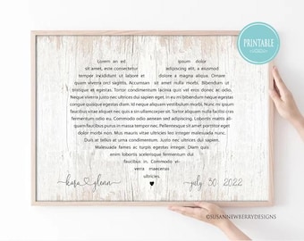 Your Wedding Vows or Any song lyrics Custom Digital File - Do It Yourself Printable