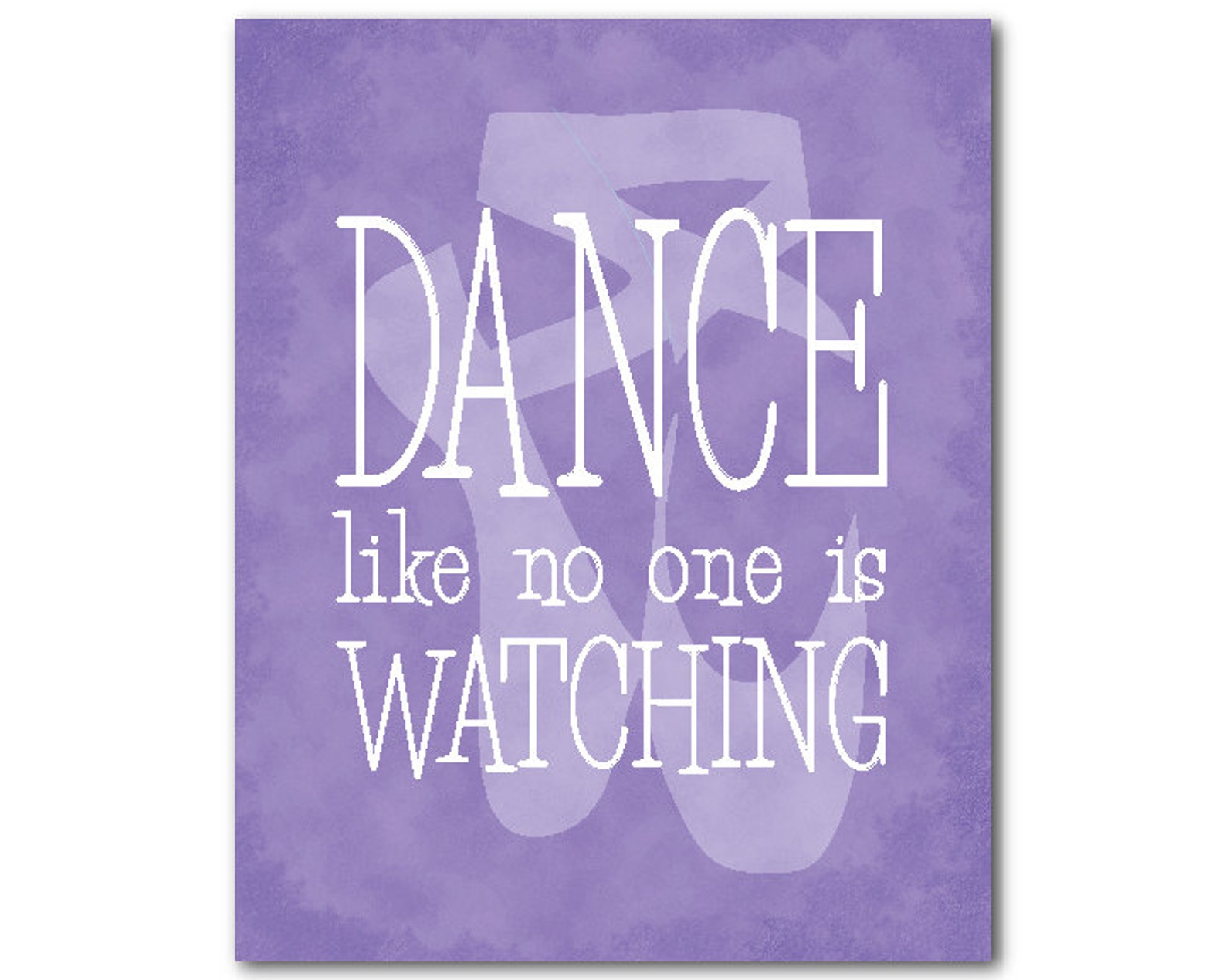dance like no one is watching wall decor - ballet pointe shoes silhouette - teen tween wall art - dance print - girl's room