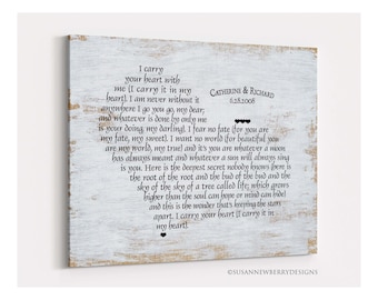 I carry your heart with me ee cummings poem - heart typography - Customizable couples wall art PRINT or CANVAS