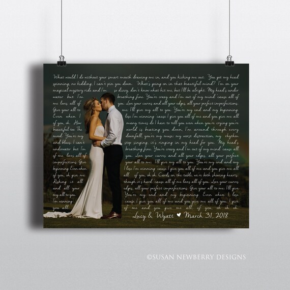 Personalized Wedding Photo Print Any Song Lyrics Wedding Etsy