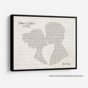 Couple Kissing Shape PRINT or CANVAS Your wedding vows song White music paper
