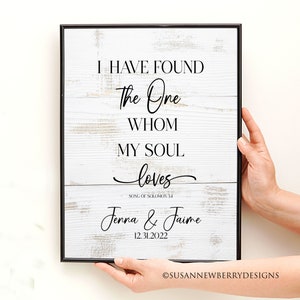 Personalized I have found the one whom my soul loves personalized PRINT OR CANVAS - Song of Solomon - Anniversary Wedding Gift for couple