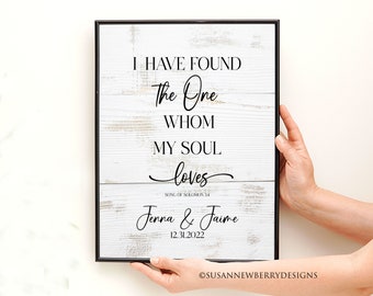 Personalized I have found the one whom my soul loves personalized PRINT OR CANVAS - Song of Solomon - Anniversary Wedding Gift for couple