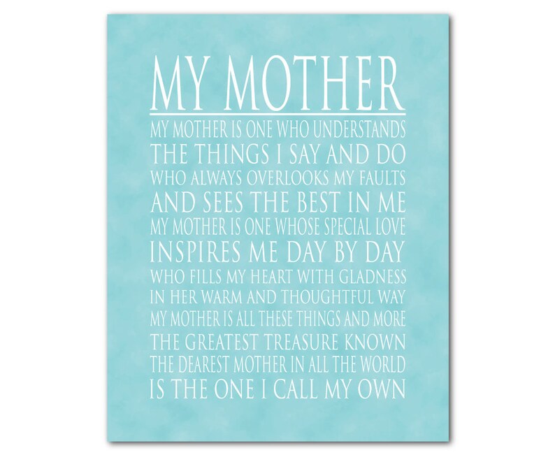 Typography Wall Art-My Mother is Inspirational Quote Unique | Etsy