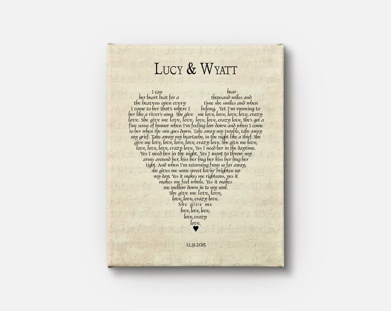 Customized Wedding Anniversary Canvas Any Song Lyrics Etsy