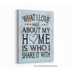 Inspirational Wall Art What I love most about my home is who I share it with PRINT OR CANVAS Foyer Decor FH 39