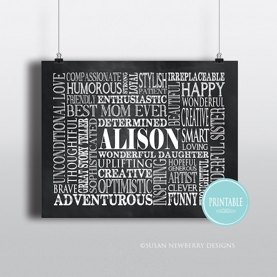 Personalised Word Cloud Running Lady Gift for Her Wall Art Customised Prints