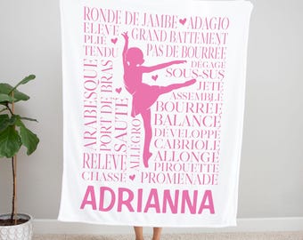 Personalized Little Pink Ballerina Blanket available in Sherpa or Minky fabric