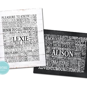 PRINTABLE Custom Word Cloud Print - Personalized Name Typography -Digital DOWNLOAD - Birthday, Retirement, New Baby Gift
