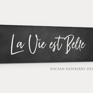 La vie est belle - Life is beautiful Canvas Wall Art - Farmhouse sign - over the bed decor - master bedroom decor