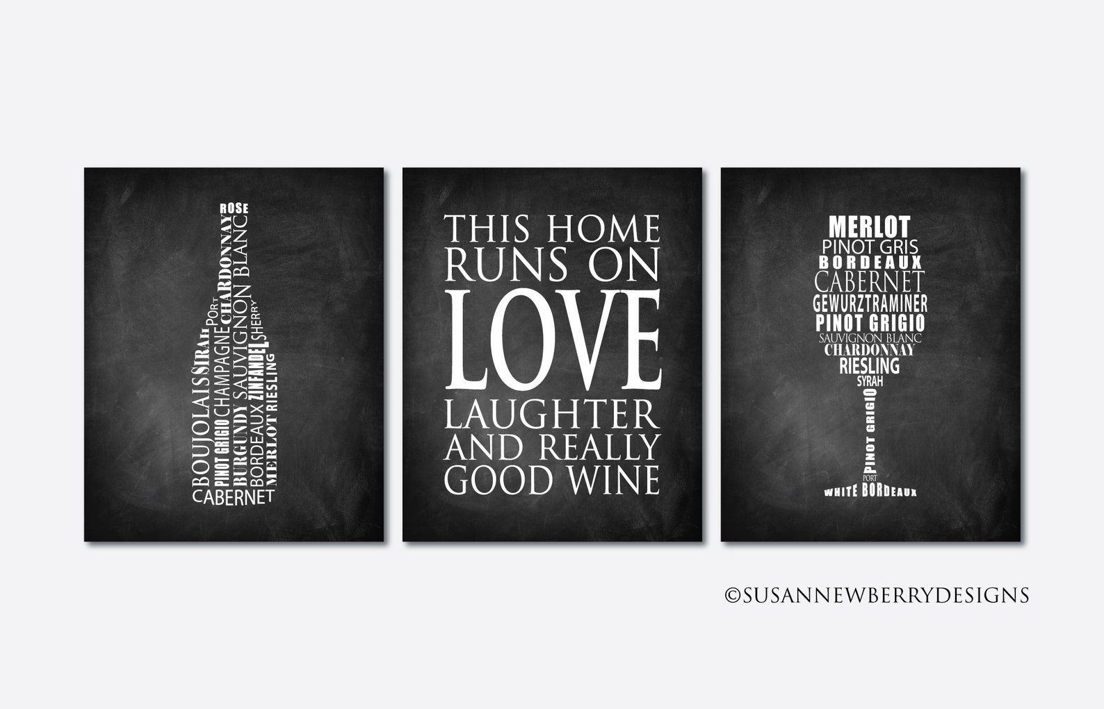 Wine PRINTS OR CANVASES Kitchen Wall Art This House Runs Etsy