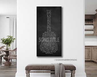 Guitar Shape Song Lyrics Canvas Farmhouse Wall Art