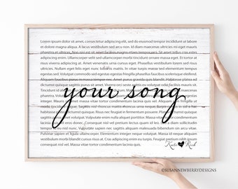 Your vows, song lyrics PRINT OR CANVAS - Custom Wedding Gift - Personalized Anniversary Gift - Wall Décor - Bedroom Wall Art - Gift for her