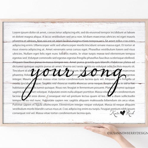 Custom Song Lyrics Print on Canvas Your Song Lyrics Printed Etsy