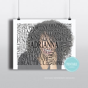 Art PRINTABLE Custom Photo Word Cloud with Picture - Wedding, Anniversary - Nursery Décor - New Baby - Graduation Gift