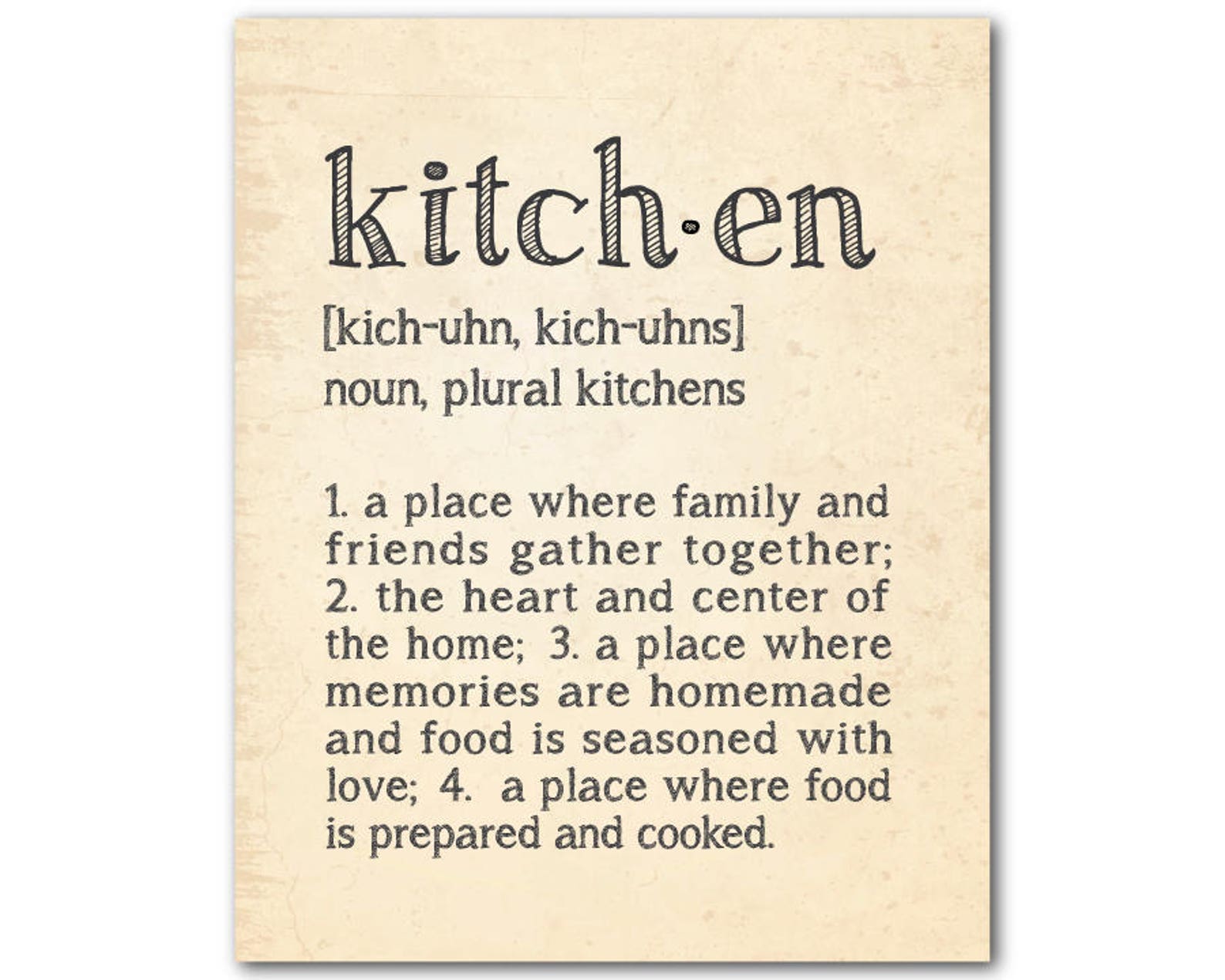 Typography kitchen definition word art Kitchen Wall Etsy