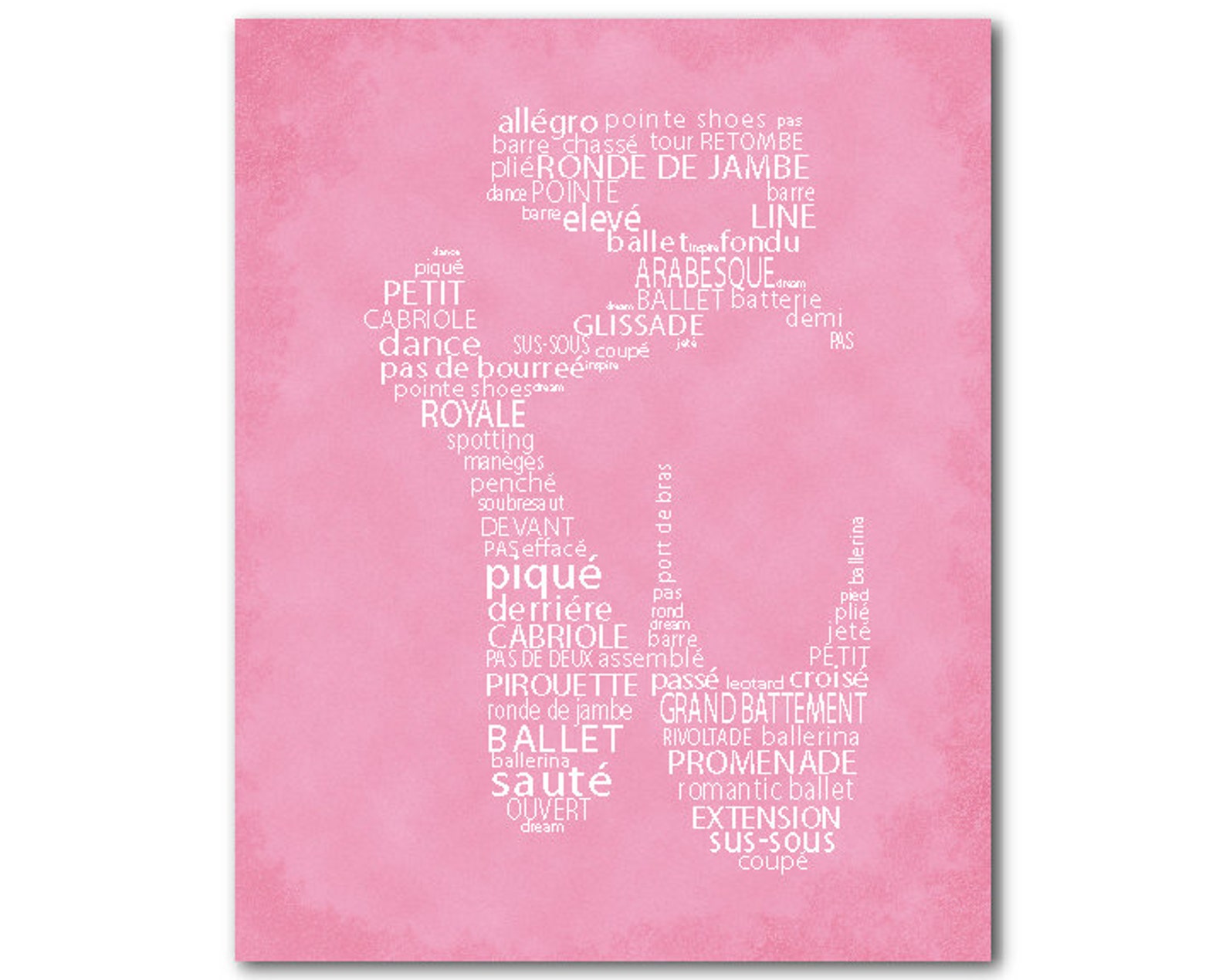 ballerina art - ballet slipper word art - ballet typography - point shoe - dance print - dance wall art - wall decor - girls roo