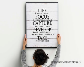 Life is like a camera focus on what's important inspirational quote - motivational PRINT OR CANVAS - wall art home décor