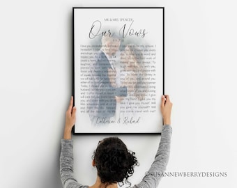 Custom Faded Wedding Photo with Wedding Vows Print or Canvas