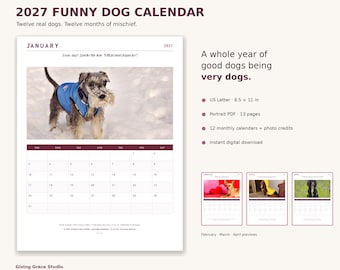 2027 Funny Dog Wall Calendar Printable PDF Download