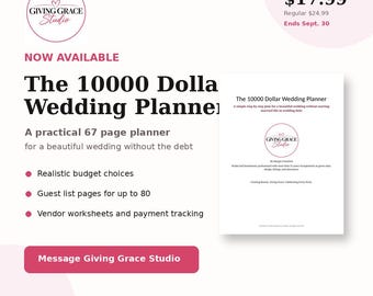 10,000 Dollar Wedding Budget Planner Printable PDF, 67-Page Wedding Workbook, Guest List & Vendor Tracker