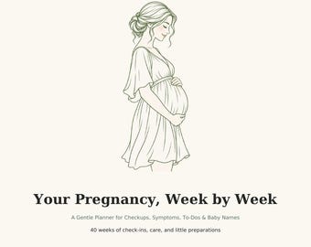 Your Pregnancy, Week by Week Planner | 40-Week Printable Journal, Checkups, Symptoms, To-Dos & Baby Names, A4 + US Letter PDF